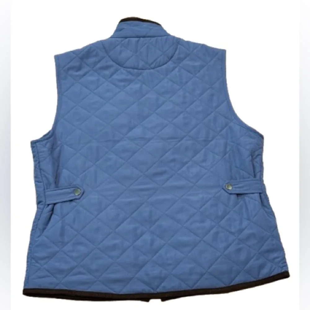 Magaschoni Women’s Blue Quilted Zip Vest Black Fleece Lined Size Large